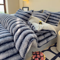 HKM-637203 Milk Fiber Thick Rabbit Fur Four-Piece Bedding Set - Soft, Warm, Breathable for Autumn and Winter