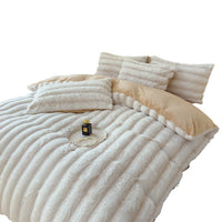 HKM-637203 Milk Fiber Thick Rabbit Fur Four-Piece Bedding Set - Soft, Warm, Breathable for Autumn and Winter