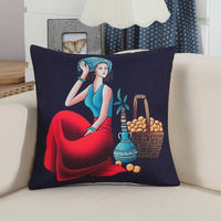 HKM-637267 National Style Linen Character Pillow Case - 45 x 45 cm Cushion Cover