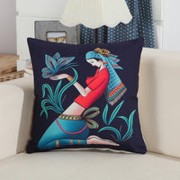 HKM-637267 National Style Linen Character Pillow Case - 45 x 45 cm Cushion Cover