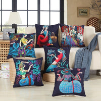 HKM-637267 National Style Linen Character Pillow Case - 45 x 45 cm Cushion Cover