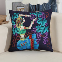 HKM-637267 National Style Linen Character Pillow Case - 45 x 45 cm Cushion Cover