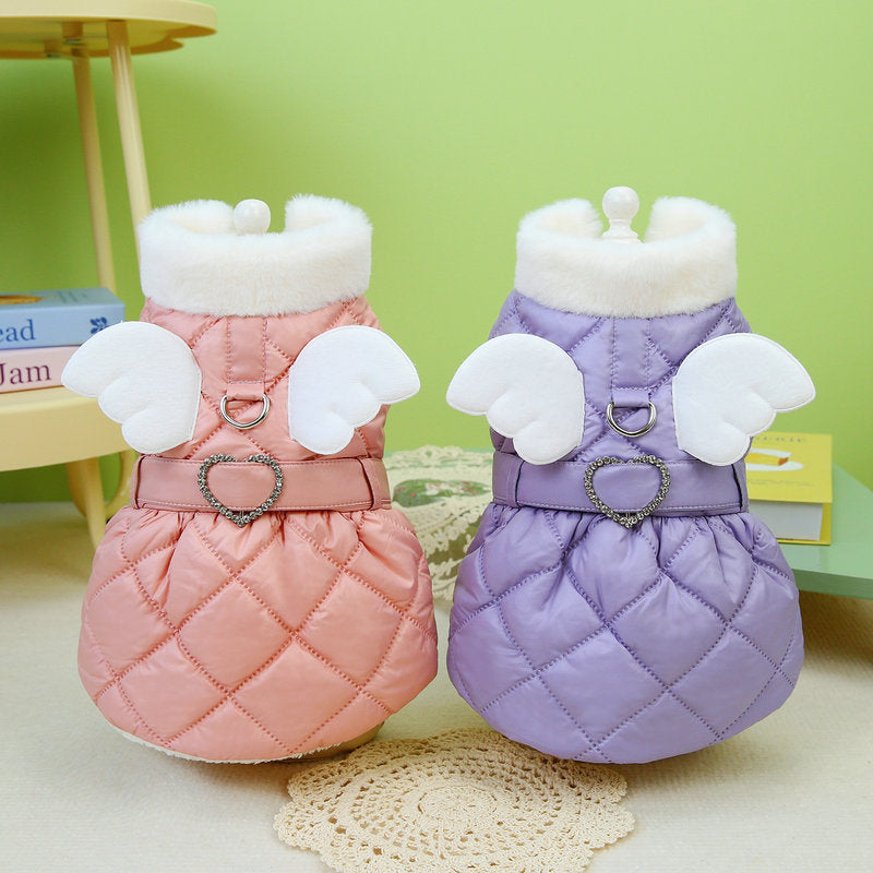 HKM-637459 Cute Thickened Cotton Skirt for Small Dogs - Pink & Purple, XS to XL