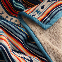 HKM-637523 Cozy Thickened Flannel Air Conditioning Blanket with Geometric Pattern for Winter