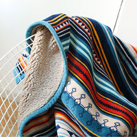 HKM-637523 Cozy Thickened Flannel Air Conditioning Blanket with Geometric Pattern for Winter