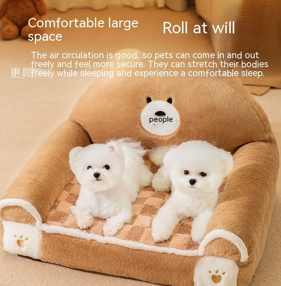 HKM-637587 Small And Medium-sized Dogs Teddy Bichon Winter Warm Dehaired Angora Dog Bed Cat Sofa