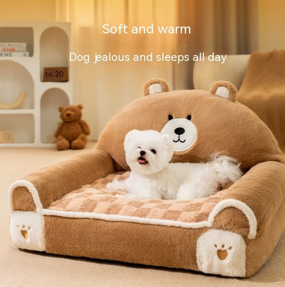 HKM-637587 Small And Medium-sized Dogs Teddy Bichon Winter Warm Dehaired Angora Dog Bed Cat Sofa