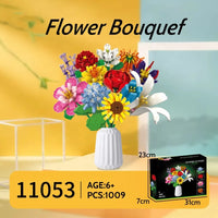 HKM-637779 Colorful 1009-Piece Plant Flowers Building Block Toy Set for Creative DIY Floral Arrangement