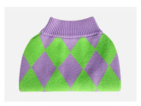 HKM-637779 Stylish Purple Diamond Plaid Dog Sweater for All Sizes