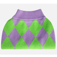 HKM-637779 Stylish Purple Diamond Plaid Dog Sweater for All Sizes