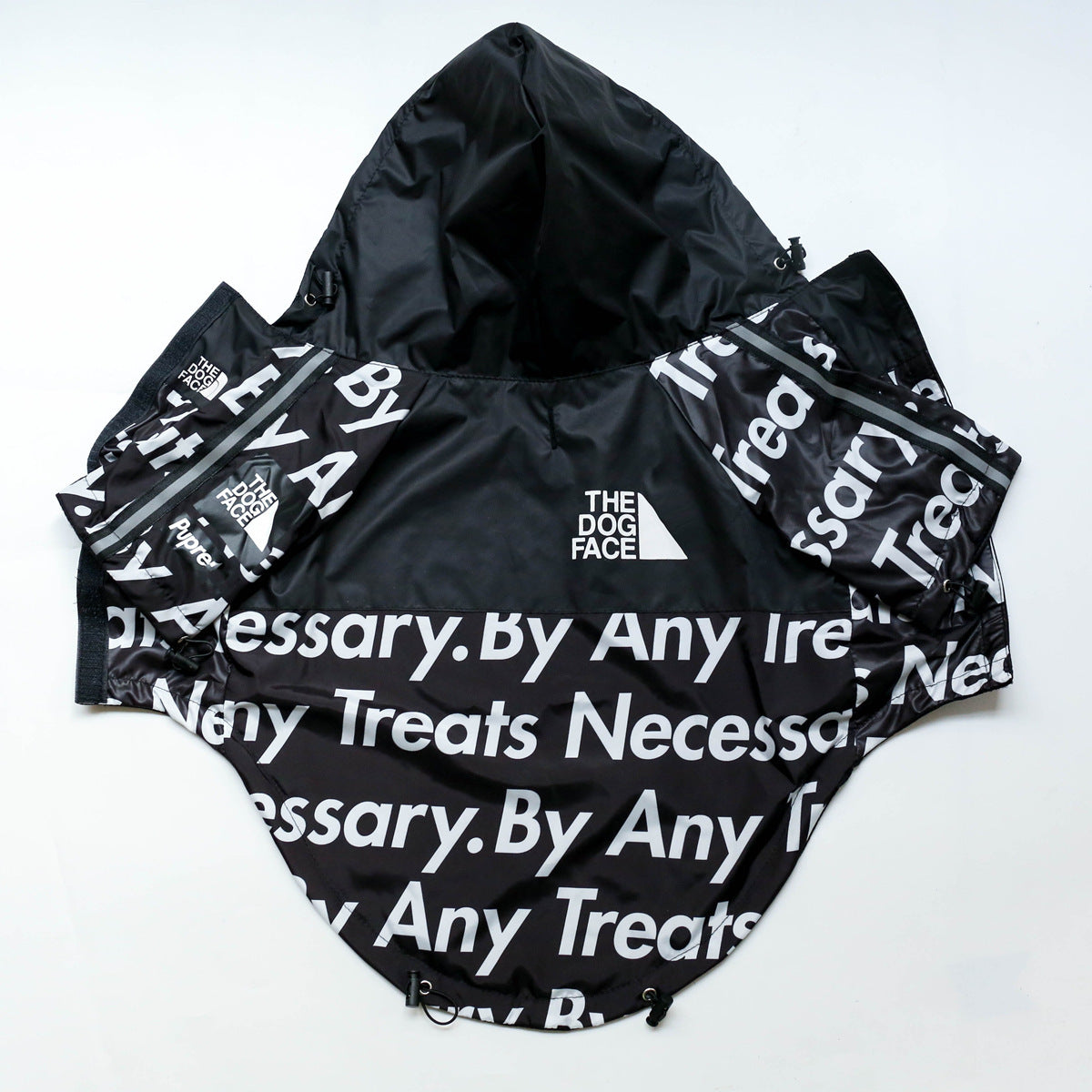 HKM-637843 Large Dog Raincoat - Windproof and Rainproof Pet Shell Jacket in Snow Mountain, Red Barrage, and Black Barrage