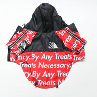 HKM-637843 Large Dog Raincoat - Windproof and Rainproof Pet Shell Jacket in Snow Mountain, Red Barrage, and Black Barrage