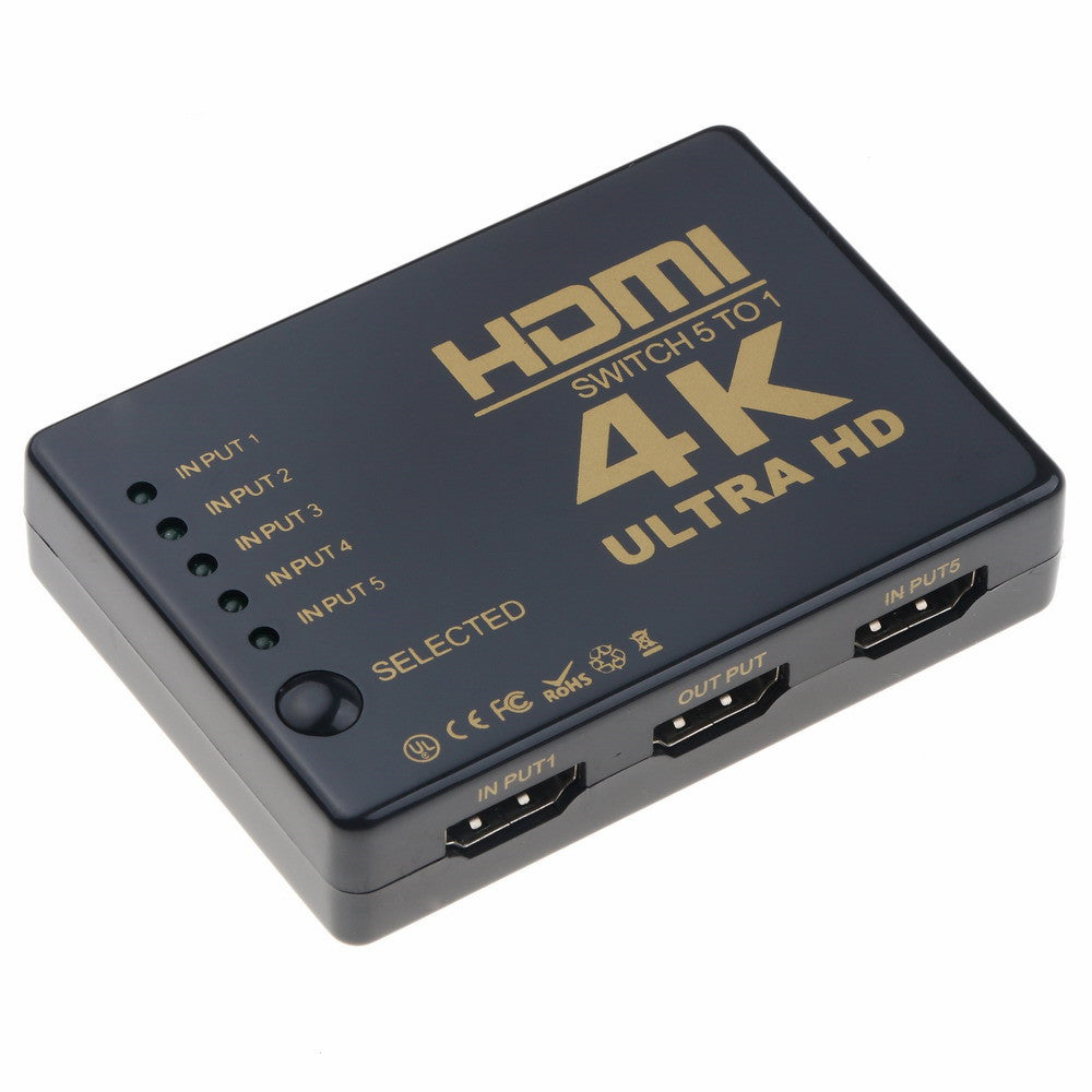 KTX-637907 5-Port HDMI Switcher with Remote Control for High-Definition Output