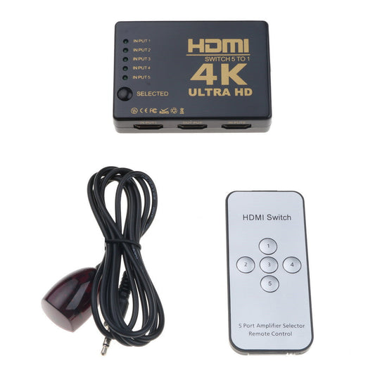 KTX-637907 5-Port HDMI Switcher with Remote Control for High-Definition Output