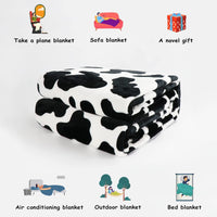 HKM-637971 Cow Print Flannel Blanket - Soft and Cozy, Available in Multiple Sizes for All Seasons