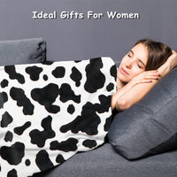 HKM-637971 Cow Print Flannel Blanket - Soft and Cozy, Available in Multiple Sizes for All Seasons