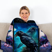 HKM-638035 Colorful Raven Flannel Soft Multifunctional Blanket for Home, Camping, and Office Use