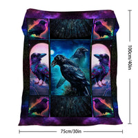 HKM-638035 Colorful Raven Flannel Soft Multifunctional Blanket for Home, Camping, and Office Use
