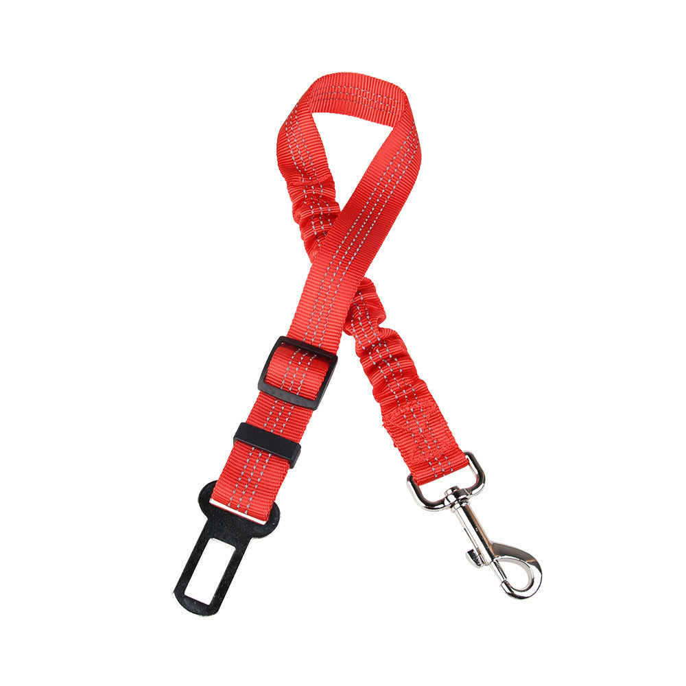 HKM-638163 Adjustable Dog Safety Seat Belt with Reflective Strip - Nylon Traction Rope in Multiple Colors