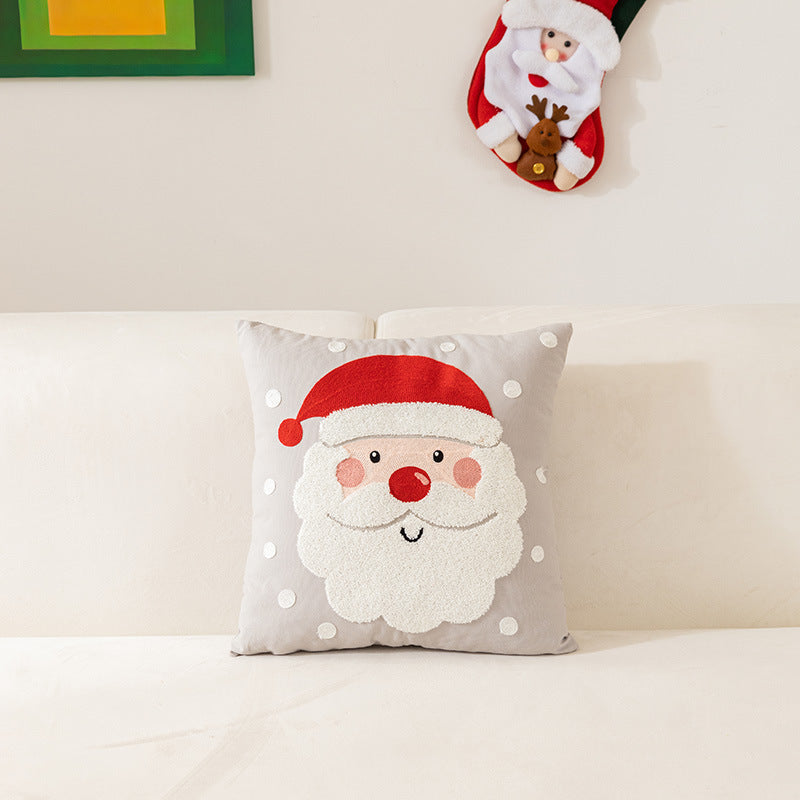 HKM-638163 Christmas Snowflake Embroidery Pillow Cover for Holiday Home Decoration, 45x45cm