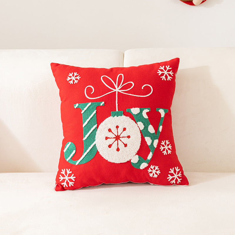 HKM-638163 Christmas Snowflake Embroidery Pillow Cover for Holiday Home Decoration, 45x45cm