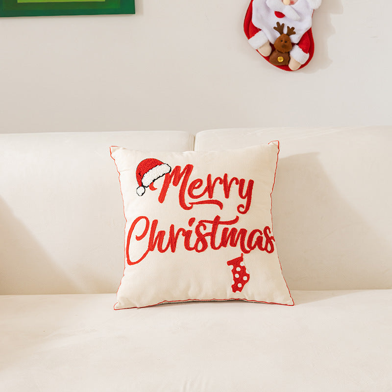 HKM-638163 Christmas Snowflake Embroidery Pillow Cover for Holiday Home Decoration, 45x45cm