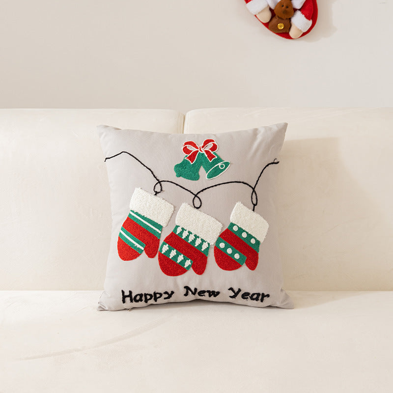 HKM-638163 Christmas Snowflake Embroidery Pillow Cover for Holiday Home Decoration, 45x45cm