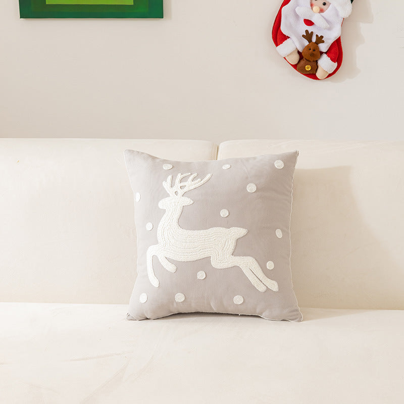 HKM-638163 Christmas Snowflake Embroidery Pillow Cover for Holiday Home Decoration, 45x45cm
