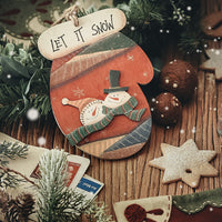 HKM-638163 Christmas Wooden Wall Decorations Featuring Gloves, Socks, Love Heart, and Winter Snow Shovels