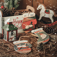 HKM-638163 Christmas Wooden Wall Decorations Featuring Gloves, Socks, Love Heart, and Winter Snow Shovels
