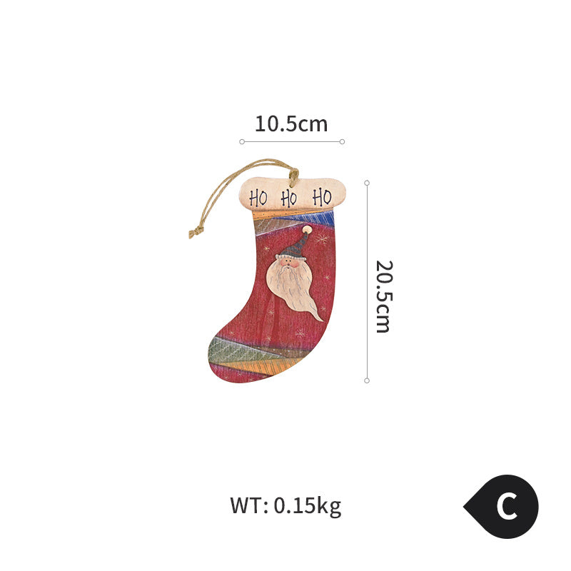 HKM-638163 Christmas Wooden Wall Decorations Featuring Gloves, Socks, Love Heart, and Winter Snow Shovels