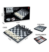 HKM-638163 Magnetic Travel Chess Set with Folding Black and White Board