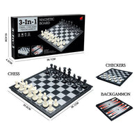 HKM-638163 Magnetic Travel Chess Set with Folding Black and White Board