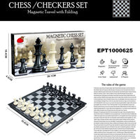HKM-638163 Magnetic Travel Chess Set with Folding Black and White Board