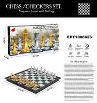 HKM-638163 Magnetic Travel Chess Set with Folding Black and White Board