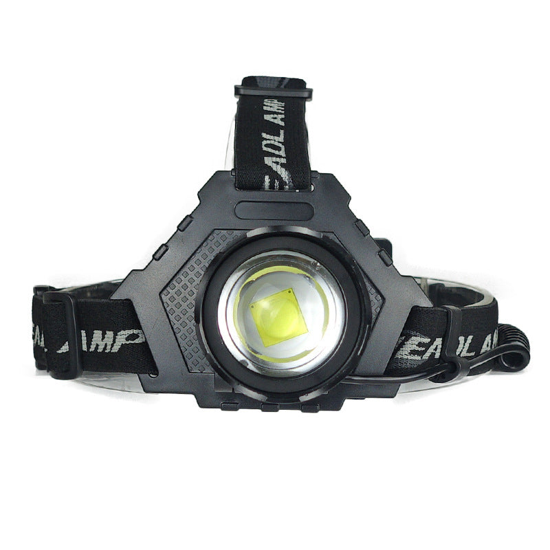 HKM-638227 Telescopic Zoom USB Rechargeable LED Headlight, Waterproof, 50W, 200-500m Range, Includes USB Cable and Optional Batteries