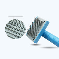 HKM-638291 Pet Push Hair Cleaning Comb for Dogs - Eco-Friendly, TPR & ABS Material, Sky Blue & Fruit Green, 10x16cm