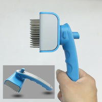 HKM-638291 Pet Push Hair Cleaning Comb for Dogs - Eco-Friendly, TPR & ABS Material, Sky Blue & Fruit Green, 10x16cm