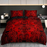 HKM-638355 Black Flower Skull Digital Printed Bedding Set - Available in Multiple Sizes