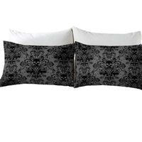 HKM-638355 Black Flower Skull Digital Printed Bedding Set - Available in Multiple Sizes