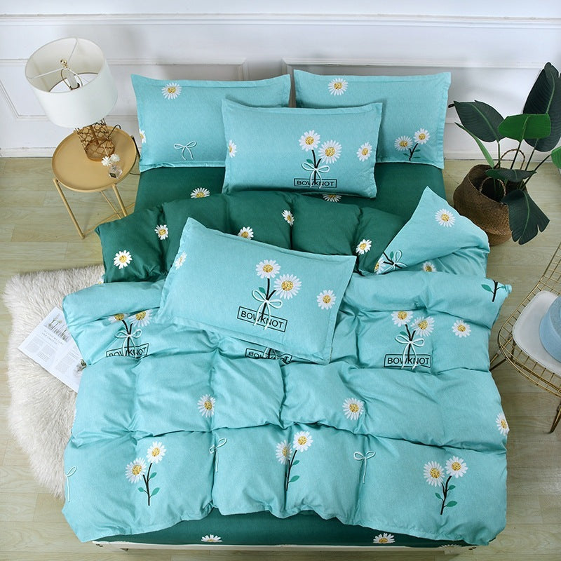 HKM-638355 Cartoon Brushed Plant Cashmere Bedding Set - Four-Piece for 1.5m, 1.8m, and 2m Beds