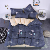 HKM-638355 Cartoon Brushed Plant Cashmere Bedding Set - Four-Piece for 1.5m, 1.8m, and 2m Beds