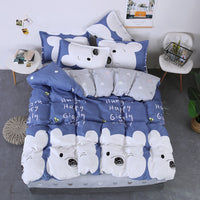 HKM-638355 Cartoon Brushed Plant Cashmere Bedding Set - Four-Piece for 1.5m, 1.8m, and 2m Beds