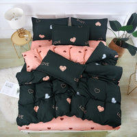 HKM-638355 Cartoon Brushed Plant Cashmere Bedding Set - Four-Piece for 1.5m, 1.8m, and 2m Beds