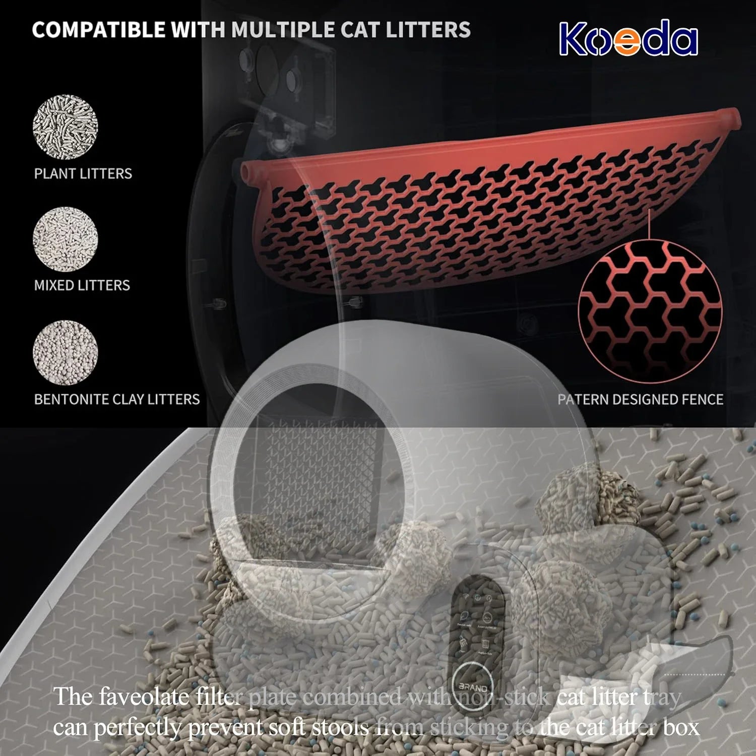 KTX-638483 Automatic Self-Cleaning Cat Litter Box with Odor Control and Smart Monitoring, 66L Capacity