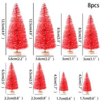 HKM-638483 Mini Artificial Christmas Trees Set – 8 Pieces for Fairy Garden and DIY Crafts – 4 Sizes: 4.5cm to 12.5cm