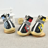 HKM-638675 Breathable Reflective Sandwich Mesh Dog Shoes in Red, Yellow, Blue - 4-Piece Set
