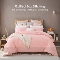 HKM-638675 Soft Microfiber Pink Quilt Cover and Pillowcase Set – Three-Piece Bedding Collection