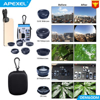 HKM-638931 5-in-1 Mobile Phone Lens Set with Fisheye, Wide-Angle, Macro, Teleconverter, and Polarizer Lenses