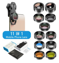 HKM-638931 5-in-1 Mobile Phone Lens Set with Fisheye, Wide-Angle, Macro, Teleconverter, and Polarizer Lenses